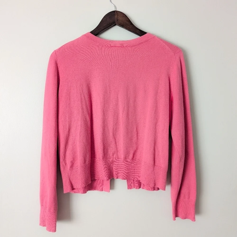 J Jill Pink Cotton Cardigan with Shell Buttons - Picture 2 of 3